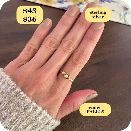 Mindful Pearl Fidget Ring - Sterling Silver