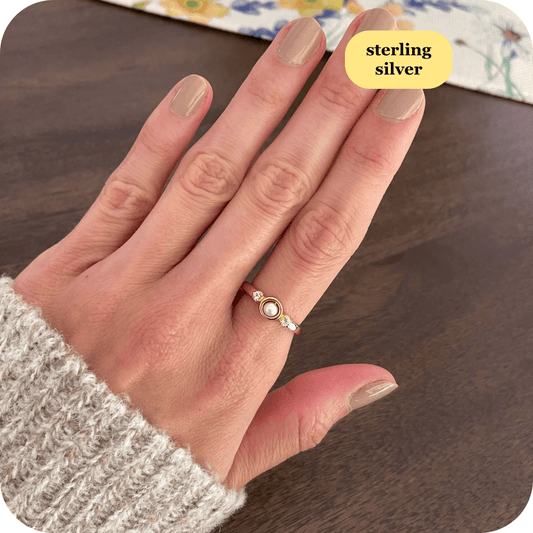 Mindful Pearl Fidget Ring - Sterling Silver